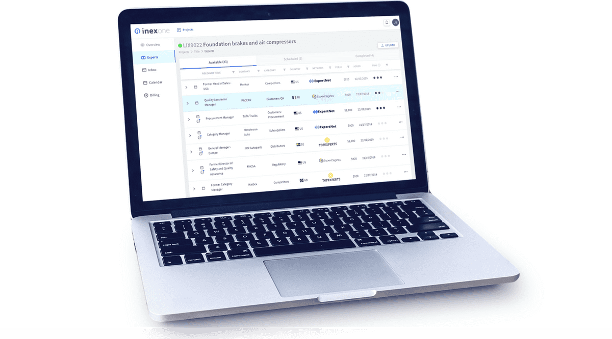 Picture of a computer with the Inex One expert network aggregator.